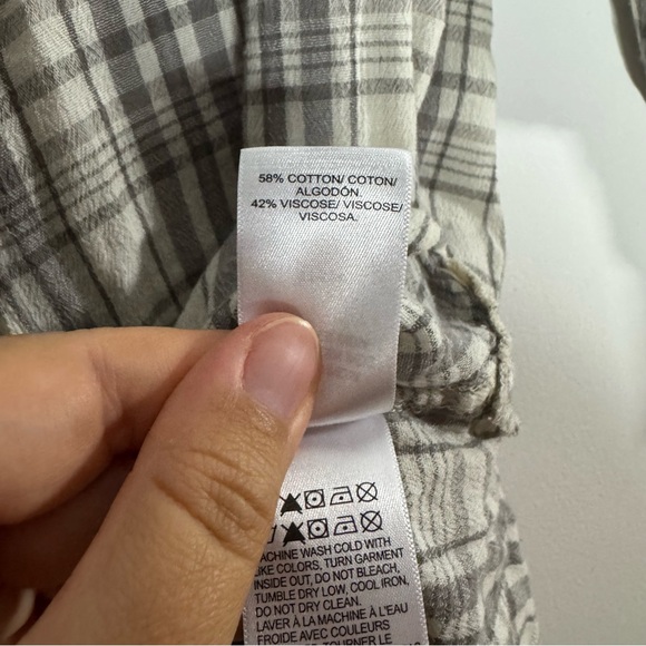 🤍 Lucky Brand Grey Plaid Button Front Shirt, Women’s Small, Cotton Blend - Picture 4 of 8